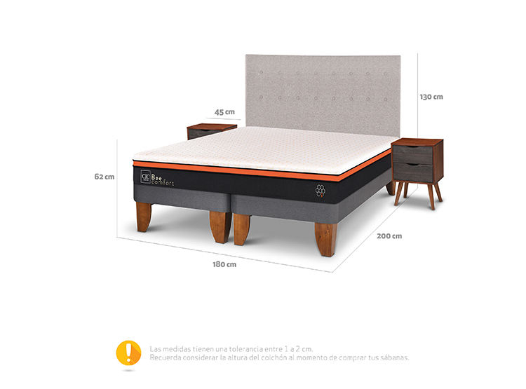 JUEGO DE DORMITORIO CIC CAMA EUROPEA BEE COMFORT KING + SET TIGRIS - 3
