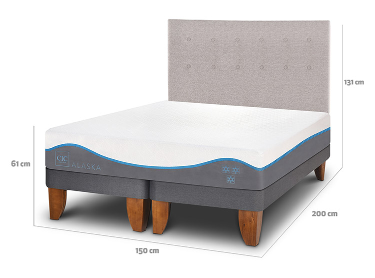 JUEGO DE DORMITORIO CIC CAMA EUROPEA ALASKA BD 2 PLAZAS + RESPALDO TIGRIS - 3