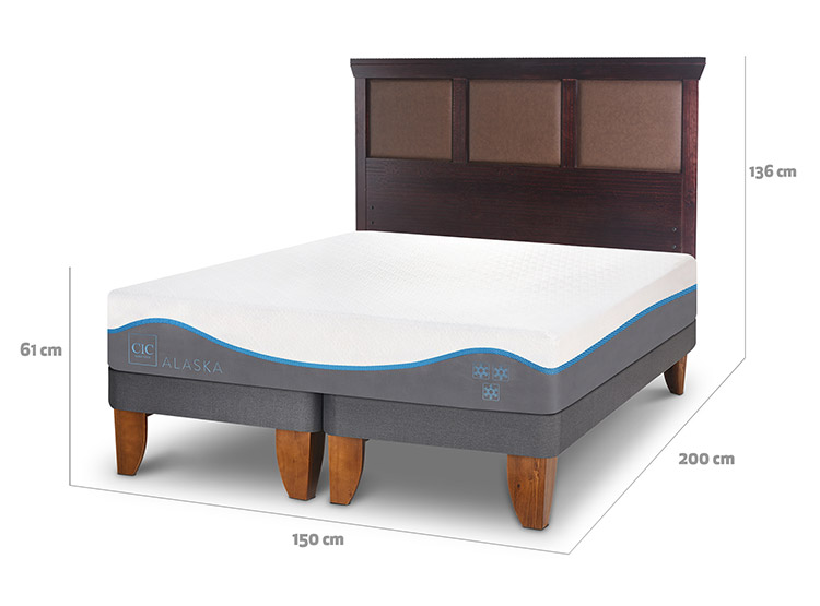 JUEGO DE DORMITORIO CIC CAMA EUROPEA ALASKA BD 2 PLAZAS + RESPALDO NEW TORINO CHOC - 3