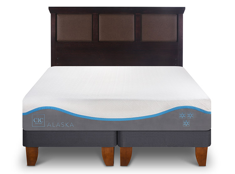JUEGO DE DORMITORIO CIC CAMA EUROPEA ALASKA BD 2 PLAZAS + RESPALDO NEW TORINO CHOC - 1