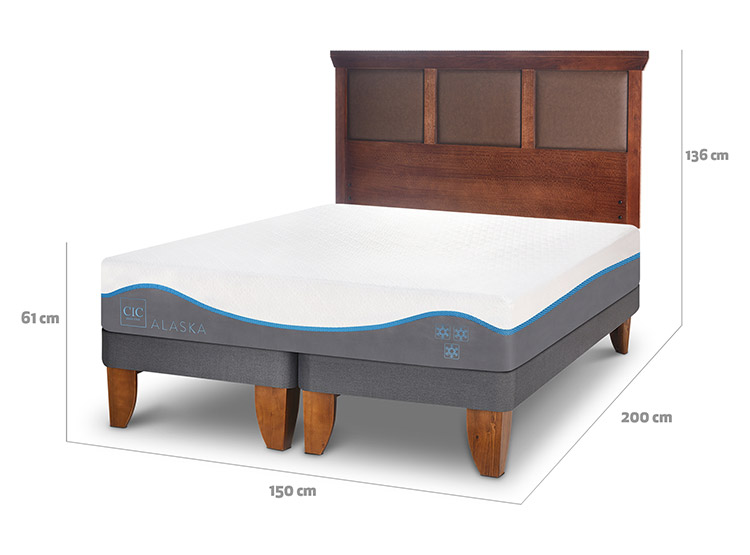 JUEGO DE DORMITORIO CIC CAMA EUROPEA ALASKA BD 2 PLAZAS + RESPALDO NEW TORINO CARAMEL - 3