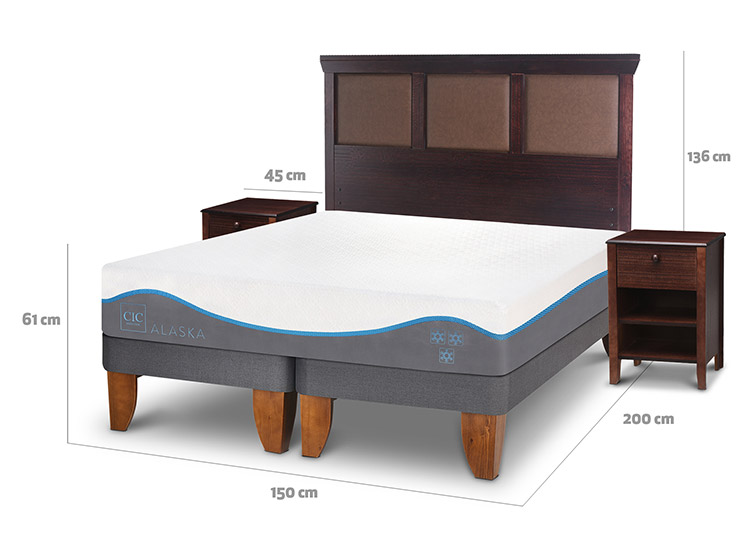 JUEGO DE DORMITORIO CIC CAMA EUROPEA ALASKA BD 2 PLAZAS + SET NEW TORINO CHOCOLATE - 3