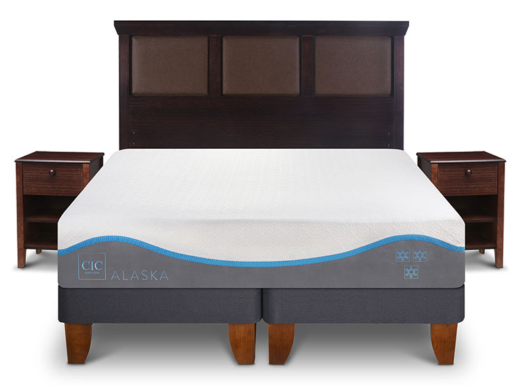 JUEGO DE DORMITORIO CIC CAMA EUROPEA ALASKA BD 2 PLAZAS + SET NEW TORINO CHOCOLATE - 1