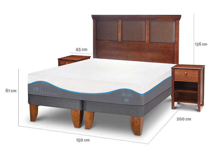 JUEGO DE DORMITORIO CIC CAMA EUROPEA ALASKA BD 2 PLAZAS + SET NEW TORINO - 3