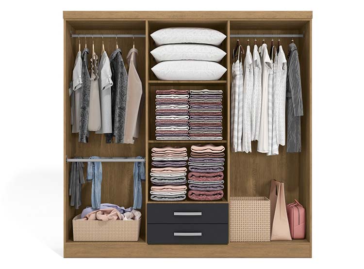 CLOSET YARDAS FREIJO S446 6 PUERTAS 2 CAJONES NEGRO MATE - 2