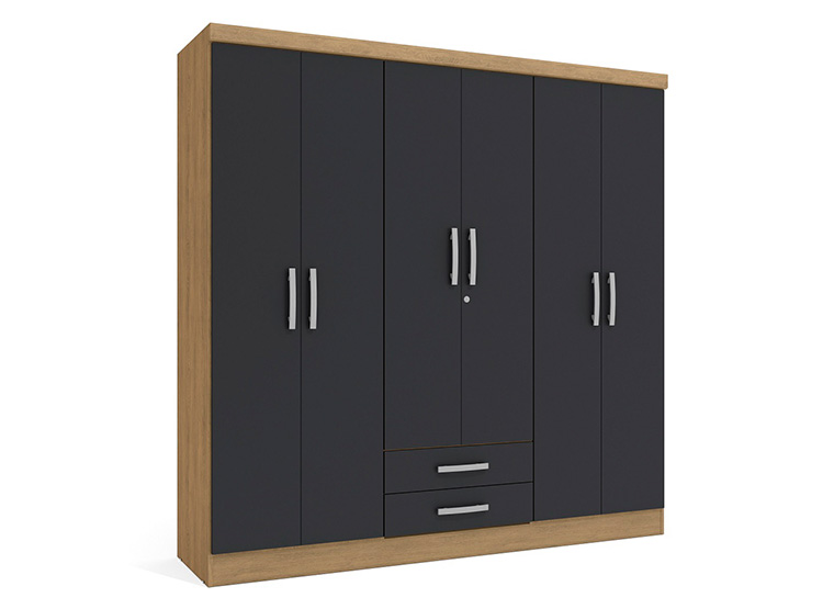CLOSET YARDAS FREIJO S446 6 PUERTAS 2 CAJONES NEGRO MATE - 1