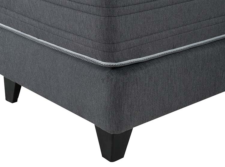 JUEGO DE DORMITORIO FLEX CAMA EUROPEA BLACK BD 2 PLAZAS + RESPALDO DESIGN GRIS + VELADORES ROVER - 3