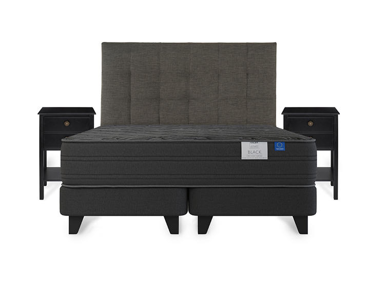 JUEGO DE DORMITORIO FLEX CAMA EUROPEA BLACK KING + RESPALDO DESIGN GRAFITO + VELADORES ROVER - 2