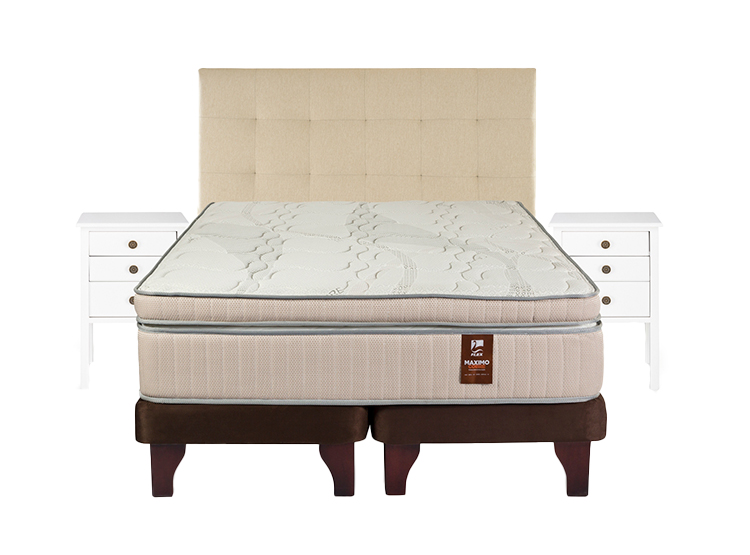 JUEGO DE DORMITORIO FLEX CAMA EUROPEA MAXIMO COBRE SÚPER KING + RESPALDO DESIGN CRUDO + VELADORES ROMA - 2