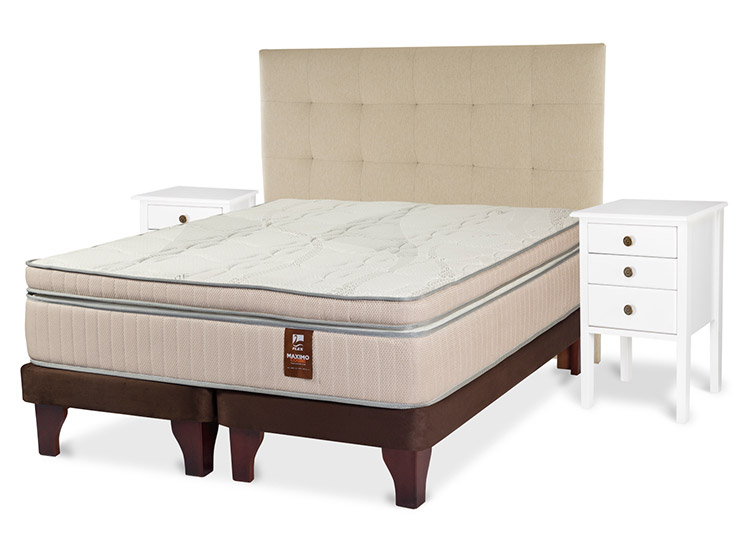 JUEGO DE DORMITORIO FLEX CAMA EUROPEA MÁXIMO COBRE BD 2 PLAZAS + RESPALDO DESIGN CRUDO + VELADORES ROMA - 2