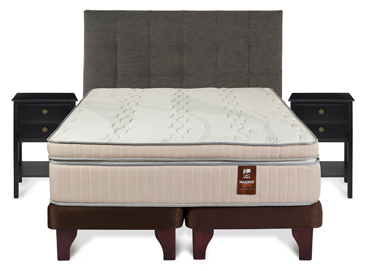 JUEGO DE DORMITORIO FLEX CAMA EUROPEA MÁXIMO COBRE BD 2 PLAZAS + RESPALDO DESIGN GRAFITO + VELADORES ROVER - 1