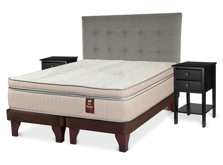 JUEGO DE DORMITORIO FLEX CAMA EUROPEA MÁXIMO COBRE BD 2 PLAZAS + RESPALDO DESIGN GRIS + VELADORES ROVER - 2