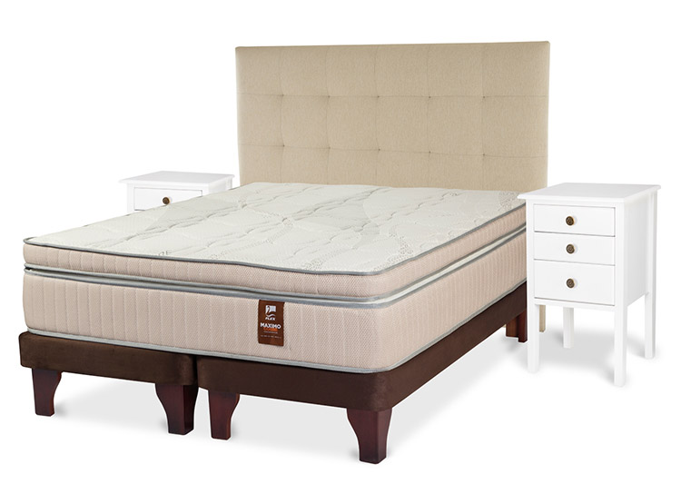 JUEGO DE DORMITORIO FLEX CAMA EUROPEA MÁXIMO COBRE KING + RESPALDO DESIGN CRUDO + VELADORES ROMA - 2