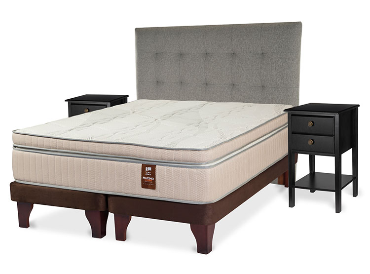 JUEGO DE DORMITORIO FLEX CAMA EUROPEA MÁXIMO COBRE KING + RESPALDO DESIGN GRIS + VELADORES ROVER - 2