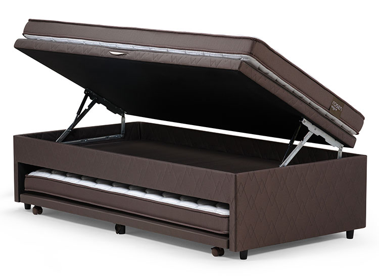 JUEGO DE DORMITORIO ROSEN CAMA BOXET ERGO T BED 1.5 PLAZAS + SET TABOR CARAMELO - 5