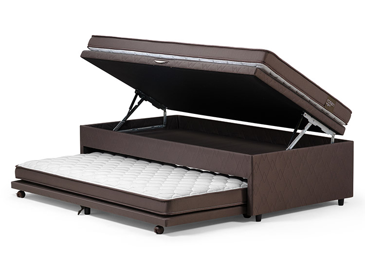 JUEGO DE DORMITORIO ROSEN CAMA BOXET ERGO T BED 1.5 PLAZAS + SET TABOR GRAFITO - 3