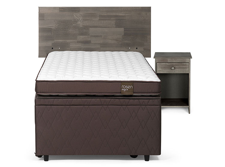 JUEGO DE DORMITORIO ROSEN CAMA BOXET ERGO T BED 1.5 PLAZAS + SET TABOR GRAFITO - 1