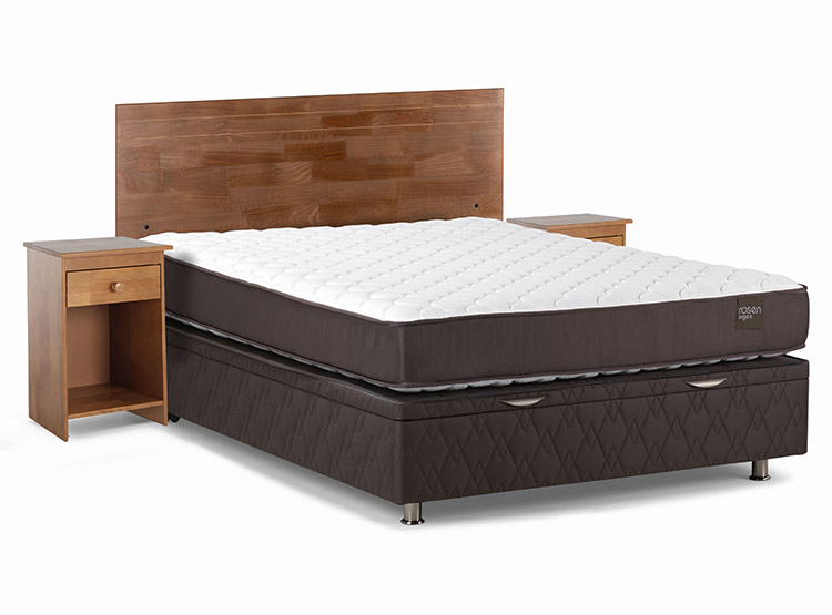 JUEGO DE DORMITORIO ROSEN CAMA BOXET ERGO T 2 PLAZAS + SET TABOR CARAMEL - 2