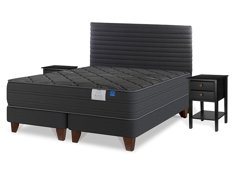 JUEGO DE DORMITORIO FLEX CAMA EUROPEA BLACK BD 2 PLAZAS + SET MOD ROV GRAFITO - 2
