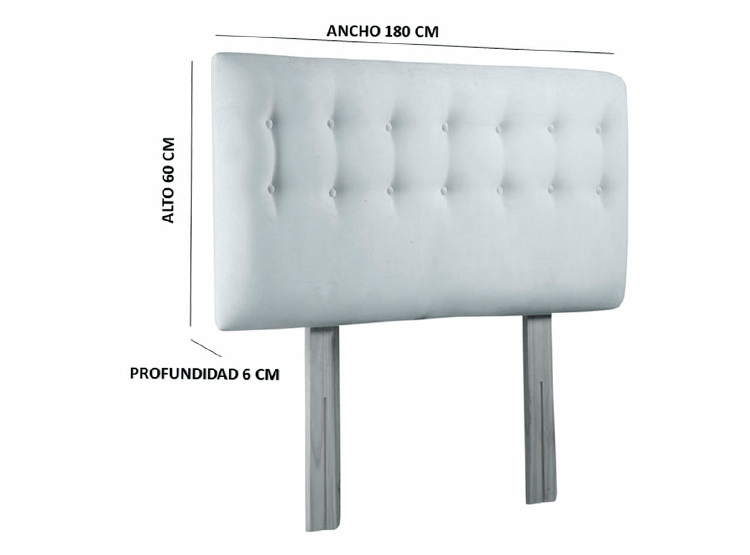 RESPALDO BODEVIR BOTONE FELPA KING MADERA GRIS - 5