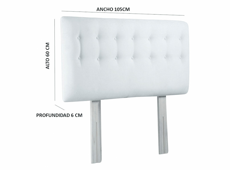 RESPALDO BODEVIR BOTONE FELPA REY 1.5 PLAZAS MADERA AZUL - 5