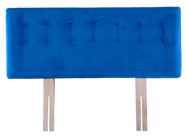 RESPALDO BODEVIR BOTONE FELPA REY 1.5 PLAZAS MADERA AZUL - 1