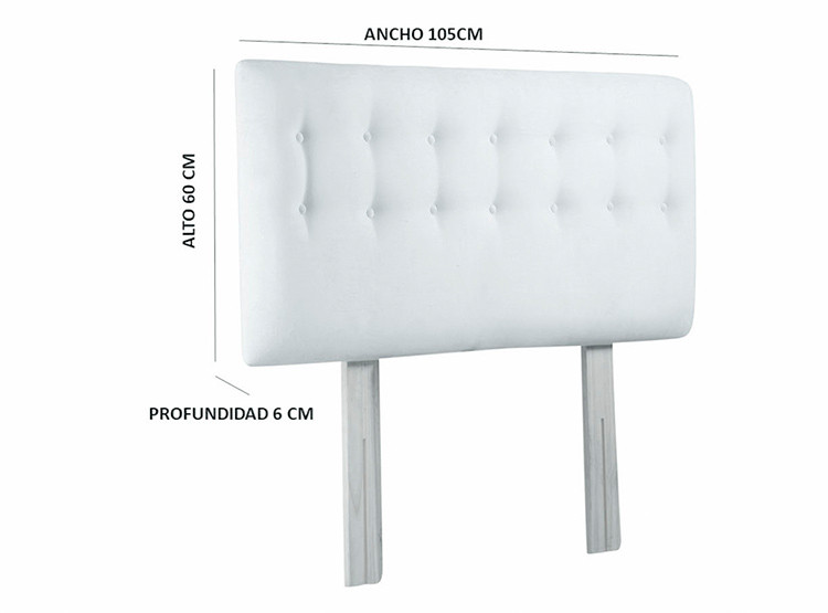 RESPALDO BODEVIR BOTONE FELPA 1.5 PLAZAS MADERA GRIS - 5