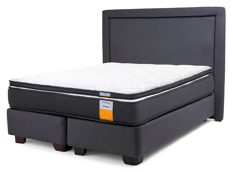 JUEGO DE DORMITORIO DRIMKIP CAMA AMERICANA FUNCIONAL 2 PLAZAS + RESPALDO + TOPPER - 1