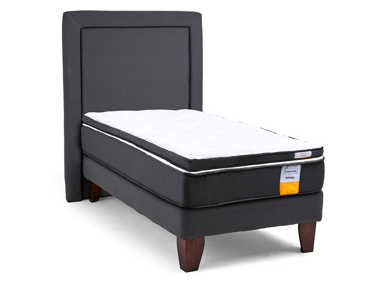 JUEGO DE DORMITORIO DRIMKIP CAMA EUROPEA FUNCIONAL PLUS 1 PLAZA + RESPALDO + TOPPER - 2