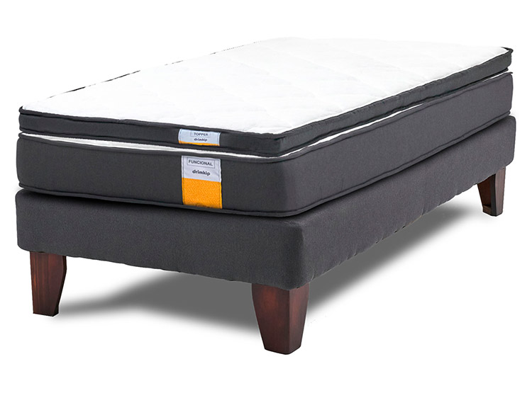 JUEGO DE DORMITORIO DRIMKIP CAMA EUROPEA FUNCIONAL PLUS 1 PLAZA + TOPPER - 1