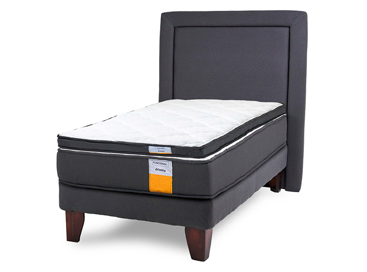 JUEGO DE DORMITORIO DRIMKIP CAMA EUROPEA FUNCIONAL 1.5 PLAZAS + RESPALDO + TOPPER - 1