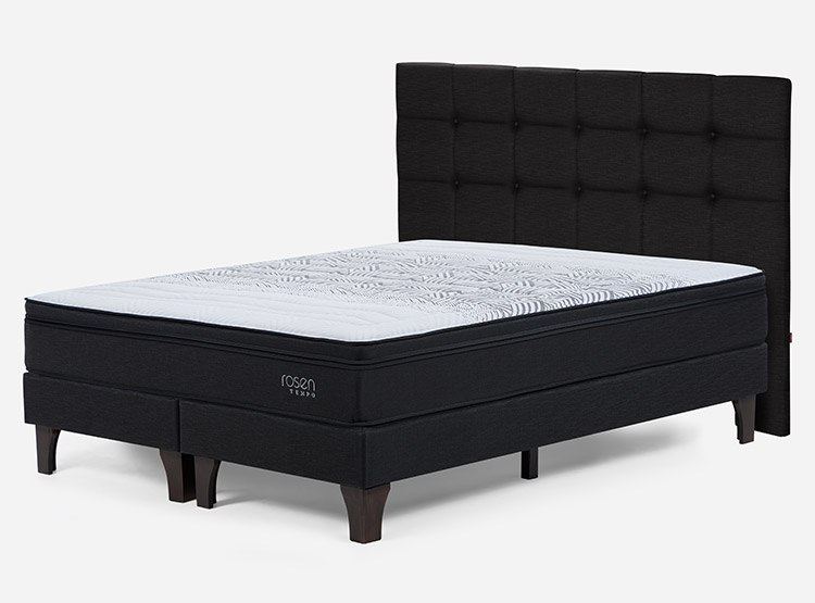 JUEGO DE DORMITORIO ROSEN CAMA EUROPEA TEMPO KING + RESPALDO ISSEY GRAFITO + COMODA BAKER - 2