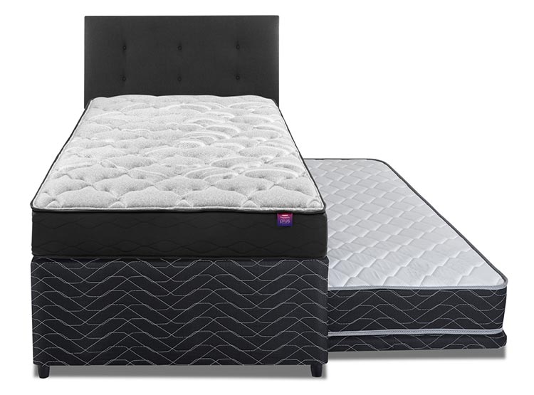 JUEGO DE DORMITORIO FLEX CAMA EUROPEA THERAPEDIC PLUS 1.5 PLAZAS + RESPALDO ROYAL NEGRO - 1