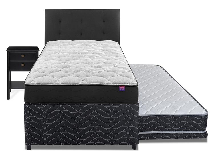 JUEGO DE DORMITORIO FLEX CAMA EUROPEA THERAPEDIC PLUS 1.5 PLAZAS + RESPALDO ROYAL + VELADOR ROVER - 1