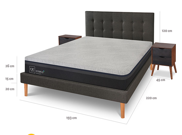 JUEGO DE DORMITORIO CIC CAMA EUROPEA HYBRID PLUS INFINITY KING + VELADORES NIGER - 3