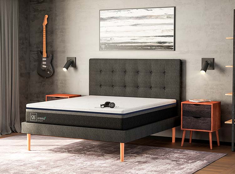 JUEGO DE DORMITORIO CIC CAMA EUROPEA HYBRID PLUS INFINITY KING + VELADORES NIGER - 10