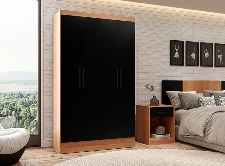 CLOSET ROCA AMBAR CANELA NEGRO 4P - 4