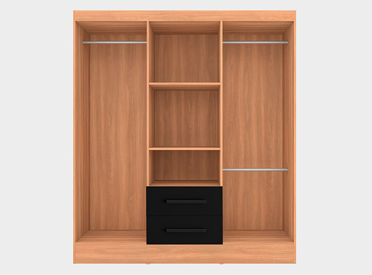 CLOSET ROCA AMBAR 6 PUERTAS 2 CAJONES CANELA NEGRO