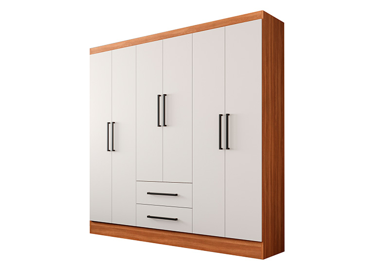 CLOSET ROCA AMBAR 6 PUERTAS 2 CAJONES CANELA BLANCO