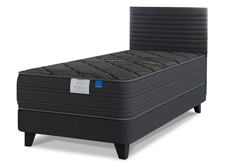JUEGO DE DORMITORIO FLEX CAMA EUROPEA BLACK 1.5 PLAZAS + RESPALDO MODERN - 1