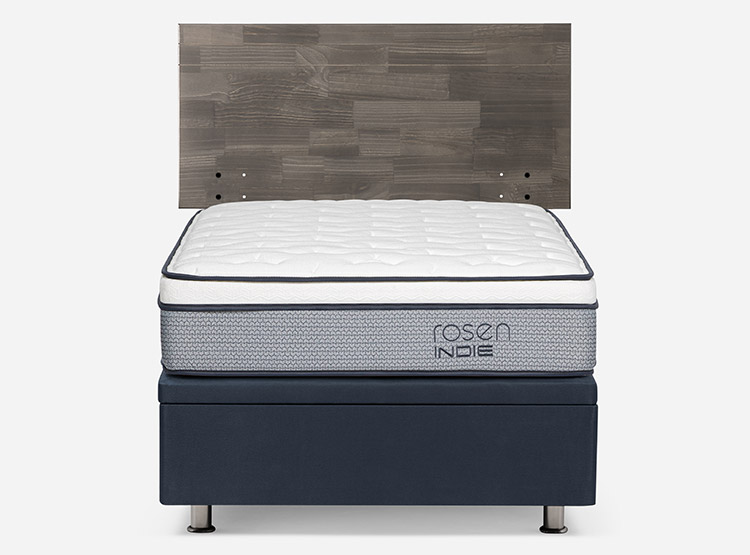 JUEGO DE DORMITORIO ROSEN CAMA BOXET INDIE 1 PLAZA + RESPALDO TABOR GRIS