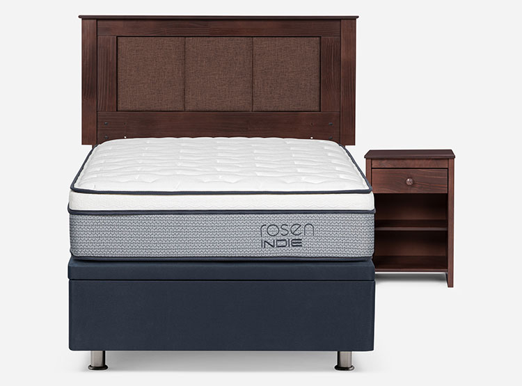JUEGO DE DORMITORIO ROSEN CAMA BOXET INDIE 1 PLAZA + SET RACHEL - 1