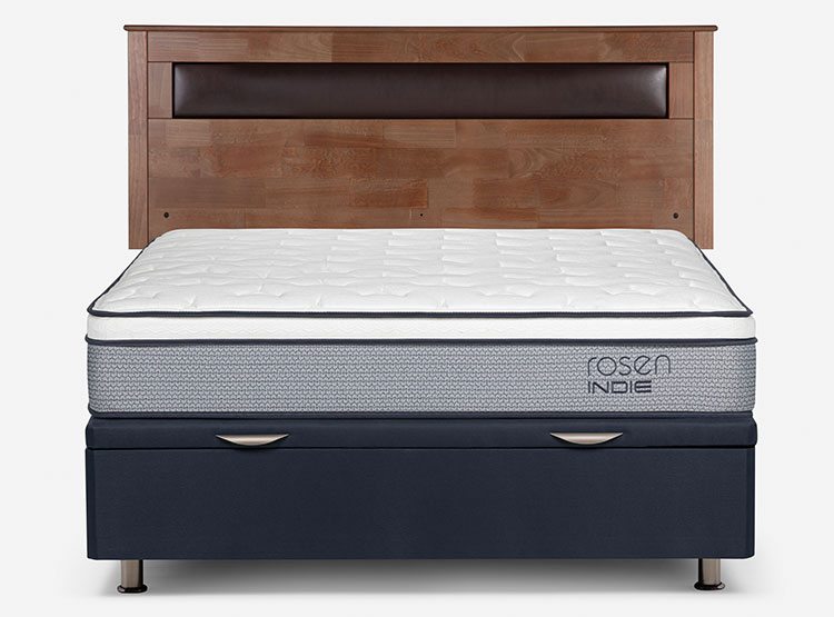 JUEGO DE DORMITORIO ROSEN CAMA BOXET INDIE 2 PLAZAS + RESPALDO FERRARA - 1