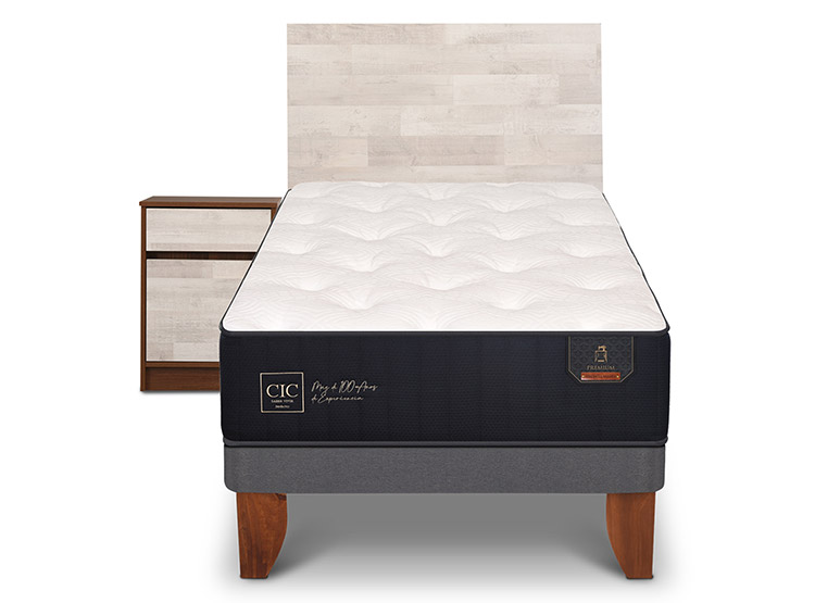 JUEGO DE DORMITORIO CIC CAMA EUROPEA PREMIUM 1.5 PLAZAS + SET LEGNO - 1