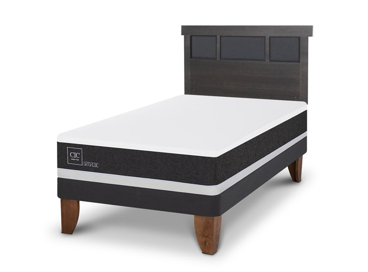 JUEGO DE DORMITORIO CIC CAMA EUROPEA DUBLIN ORTOPEDIC 1.5 PLAZAS + RESPALDO GRIS - 2