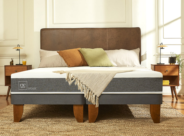 JUEGO DE DORMITORIO CIC CAMA EUROPEA DUBLIN ORTOPEDIC 1.5 PLAZAS + RESPALDO GRIS - 8