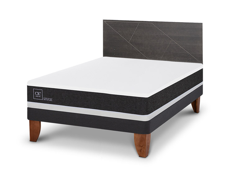 JUEGO DE DORMITORIO CIC CAMA EUROPEA VILLARRICA ORTOPEDIC BN 2 PLAZAS + RESPALDO GRIS - 2