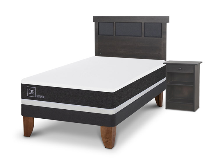 JUEGO DE DORMITORIO CIC CAMA EUROPEA DUBLIN ORTOPEDIC 1.5 PLAZAS + SET GRIS - 2