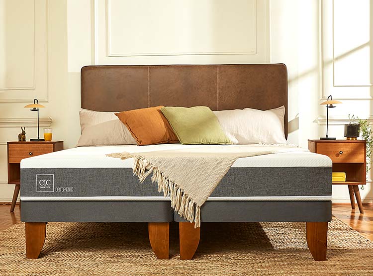 JUEGO DE DORMITORIO CIC CAMA EUROPEA DUBLIN ORTOPEDIC BN 2 PLAZAS + SET GRIS - 8