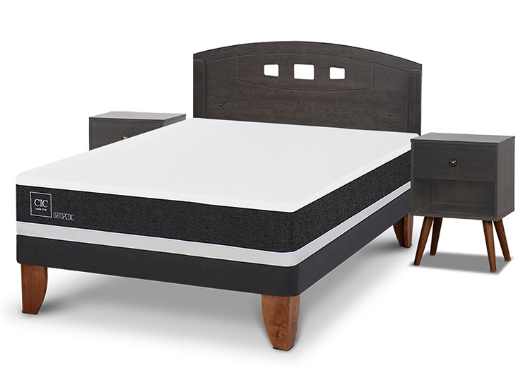 JUEGO DE DORMITORIO CIC CAMA EUROPEA GALES ORTOPEDIC BN 2 PLAZAS + SET GRIS - 2